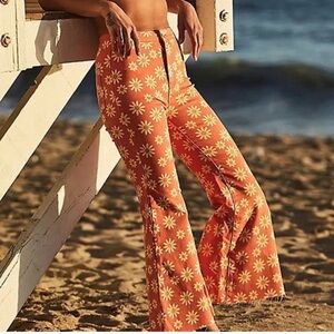 Free People Orange Floral Cropped Pants 27